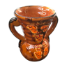 Ancient Vase With Autumn Ceramics Brown - Decor Leaves 70s Vintage