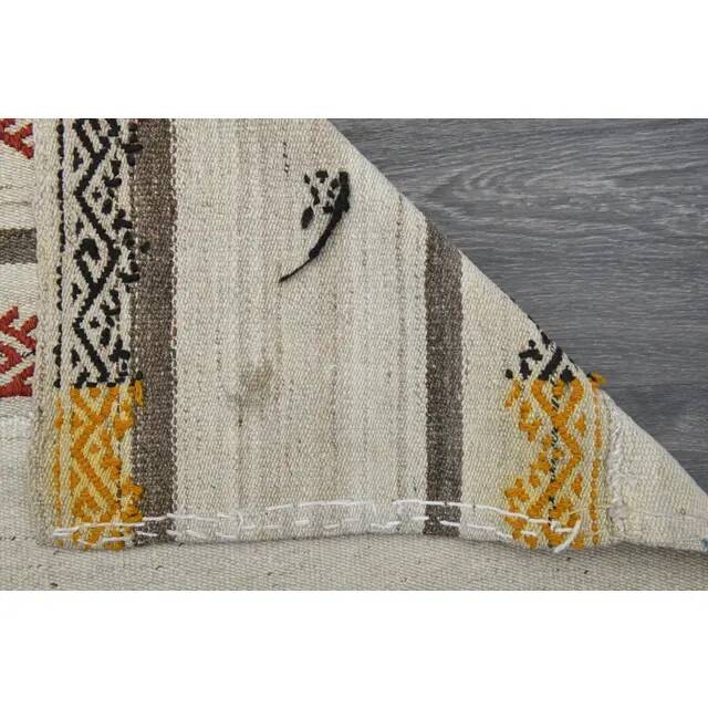 1970s Turkish Oushak Handmade Wool Cotton Beige Runner Rug 116x344