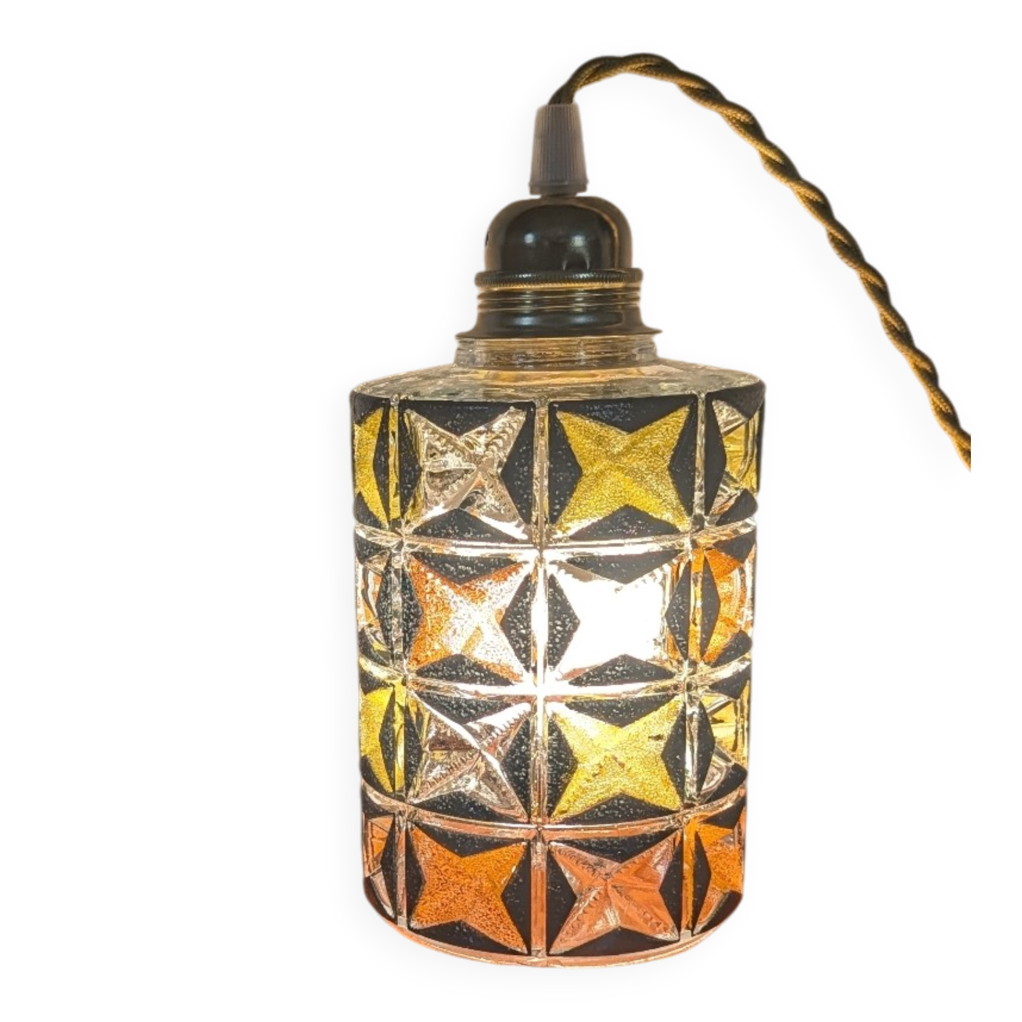 Geometric glass cylinder lamp from the 1970s.