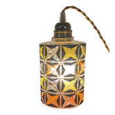 Lampe cylindre verre géométrique années 70