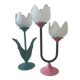 Duo of vintage metal and glass candlesticks