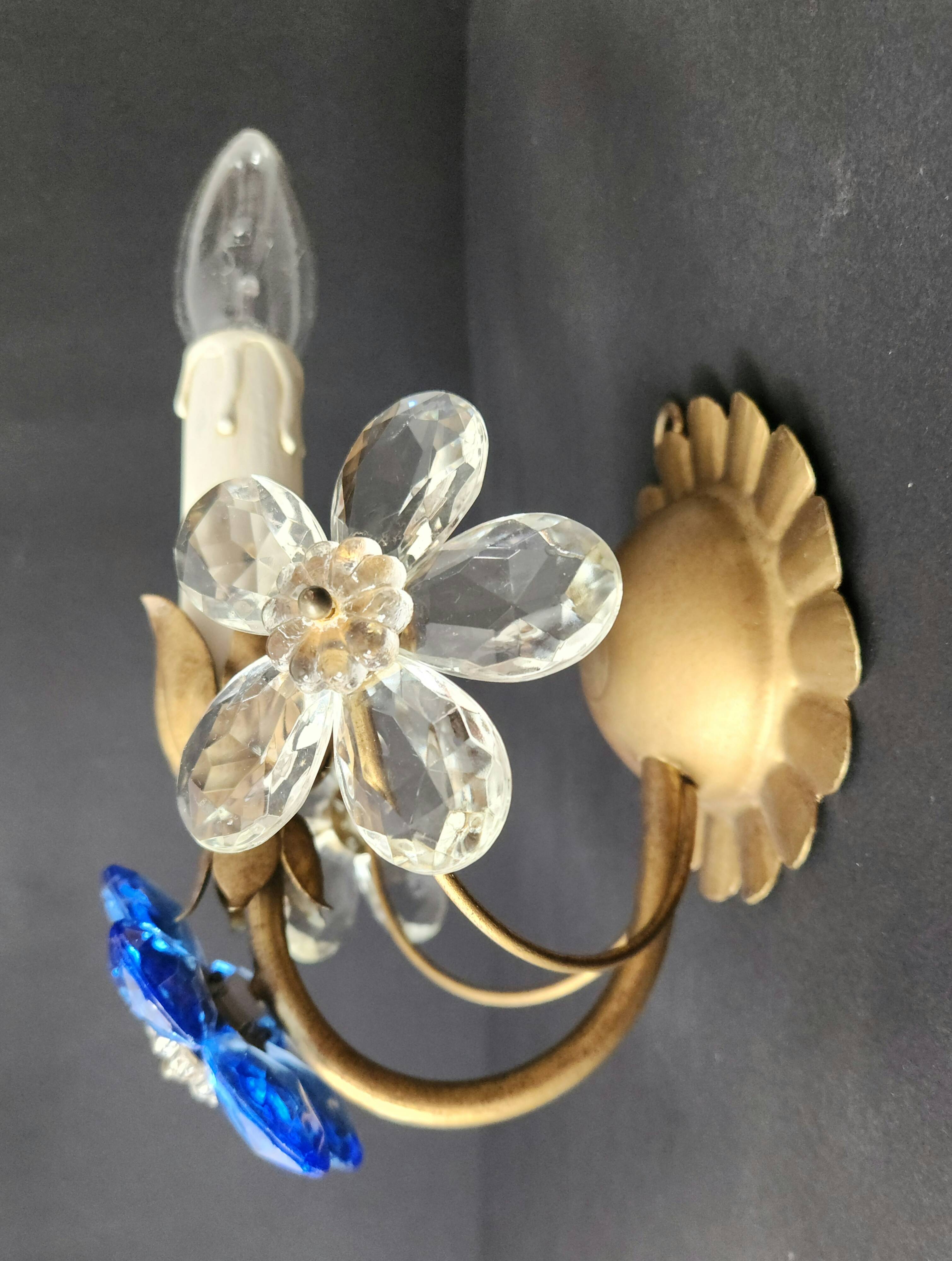 Set vergoldet Wandlampe Murano Kristall