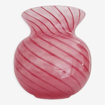 Vase rose en verre soufflé de Murano