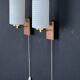 Pair of Scandinavian Wall Lights - Opaline Brass Wood - 50's 60's
