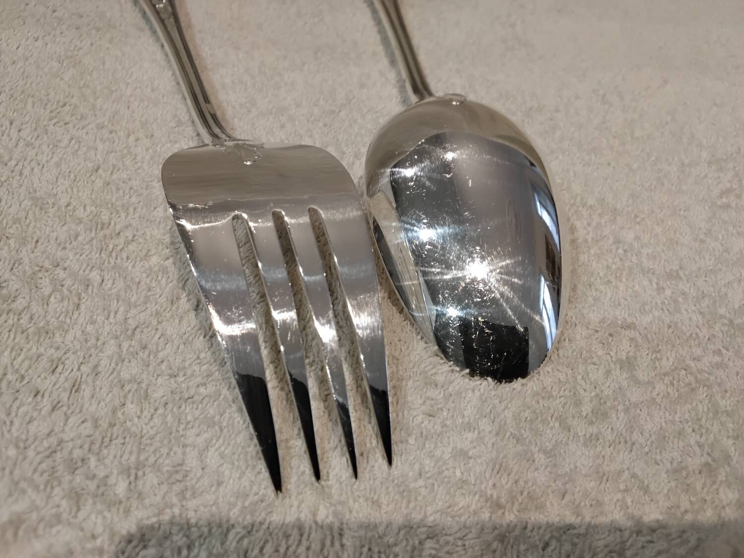 Silver-plated metal stew spoon and fork, Ercuis silversmith, Louis XV, 29