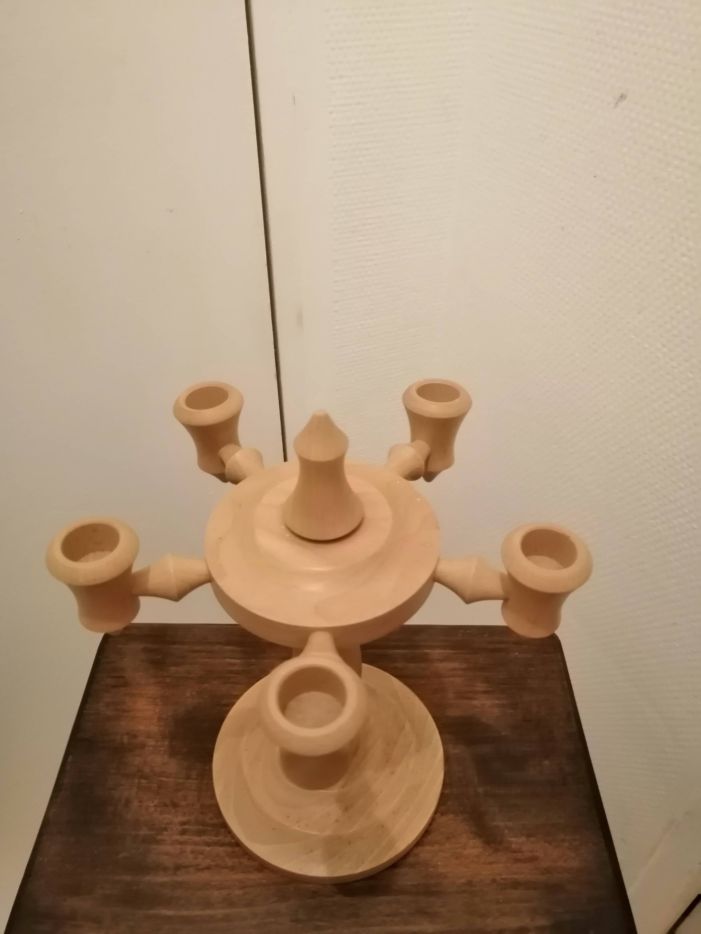 Scandinavian wooden candlestick holder