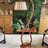 Lampadaire vintage en rotin Louis Sognot