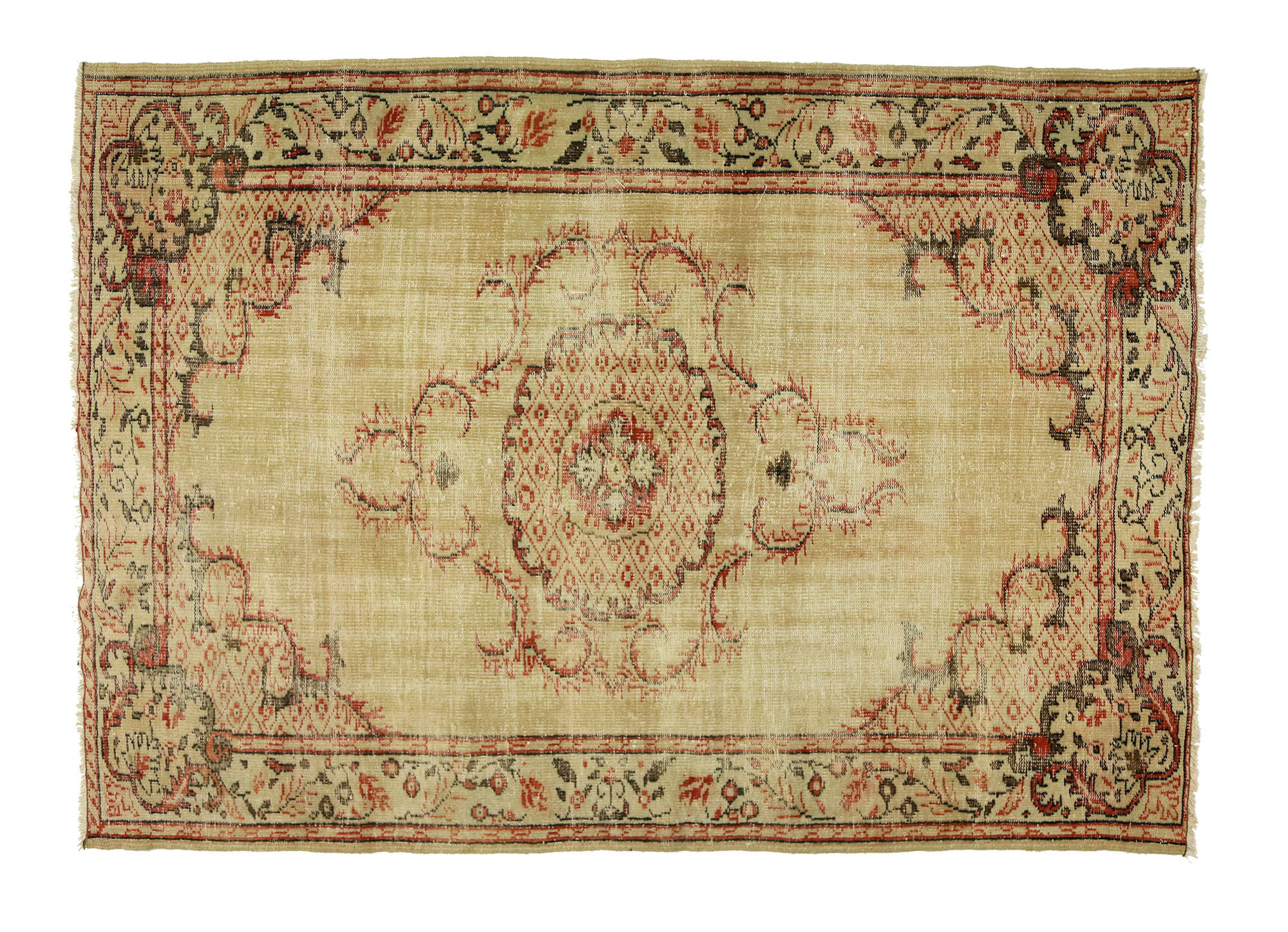 Anatolian handmade vintage rug 253 cm x 181 cm