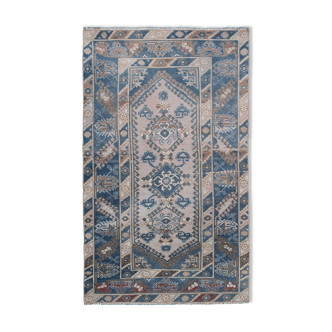 Distressed turkish oushak blue rug 110 x 181 cm