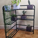 Welded tubular metal corner planter, three-storey, 70 cm