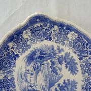 Round ceramic faience dish villeroy boch burgerland blue