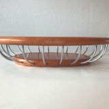 Fruit basket in wood and chrome
