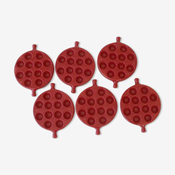 Snail service emile henry - 6 pans 12 holes - caquelons rouge