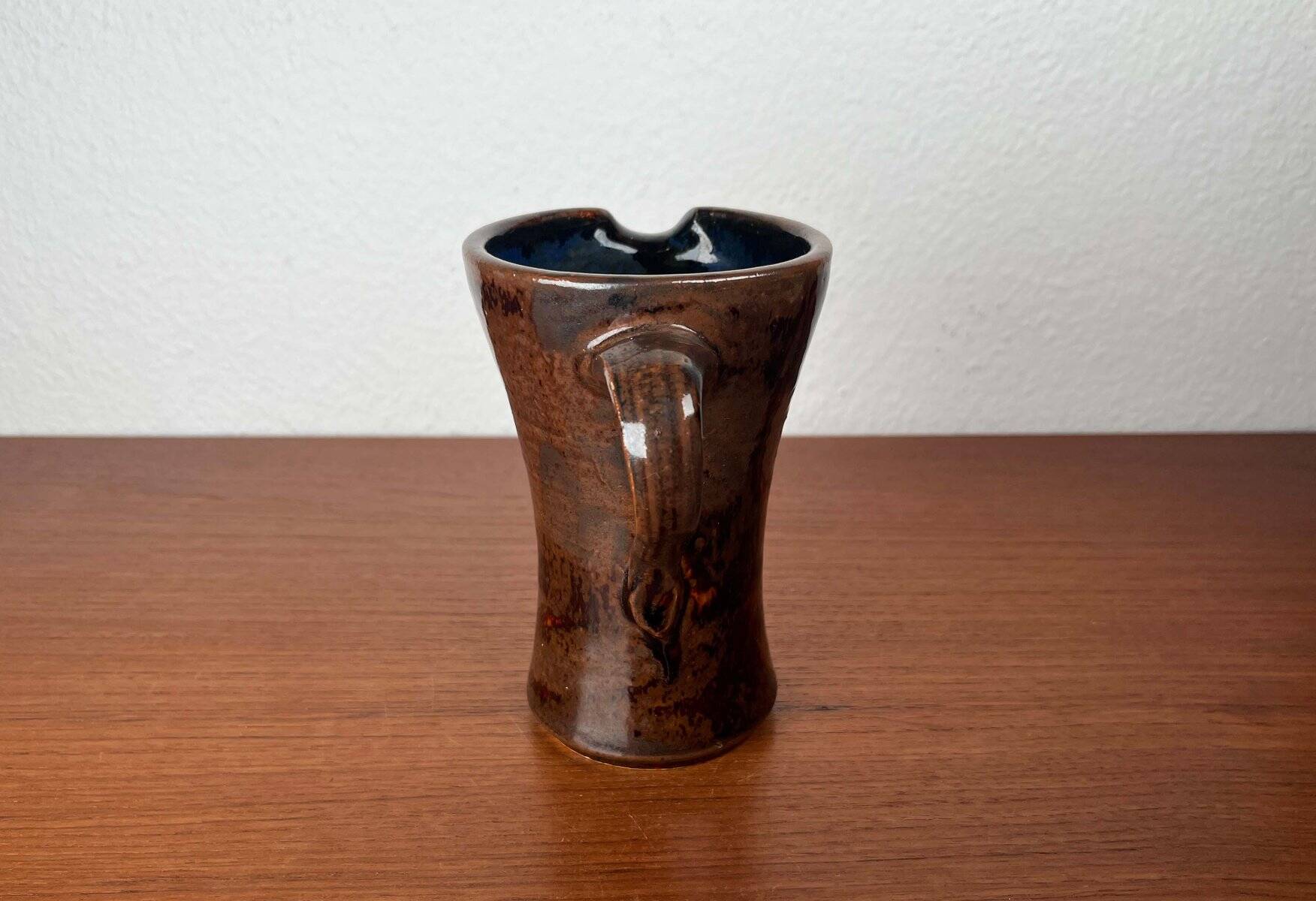 Ceramic vase carafe from a German studio from the mid-century by Till Sudeck, 1960s.