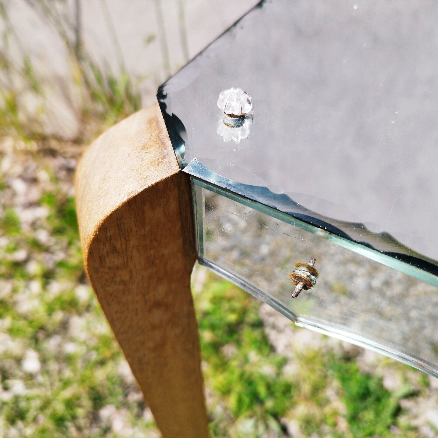 Table console art déco miroir pieds galbés vintage