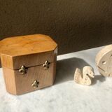 Jewelry box french craft work vintage 60 oak blond lily flower