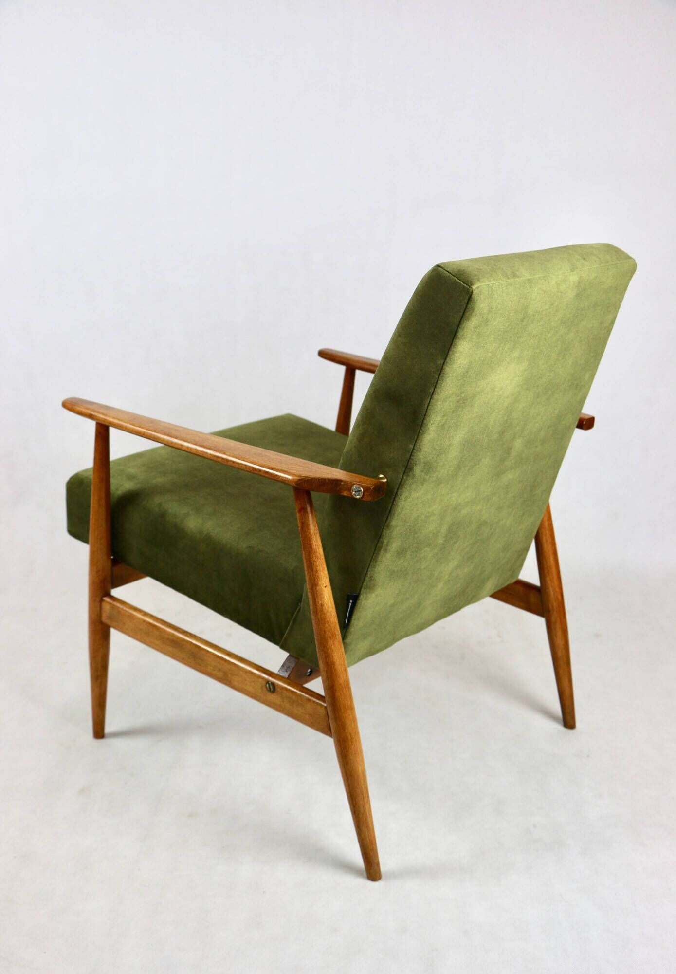 Armchair 'Lis', 1970s olive green design by Henryk Lis - natural wood