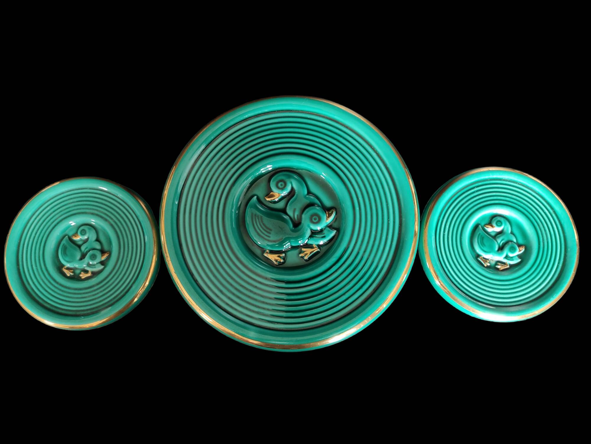 turquoise ceramic dinner service from the 40s/50s