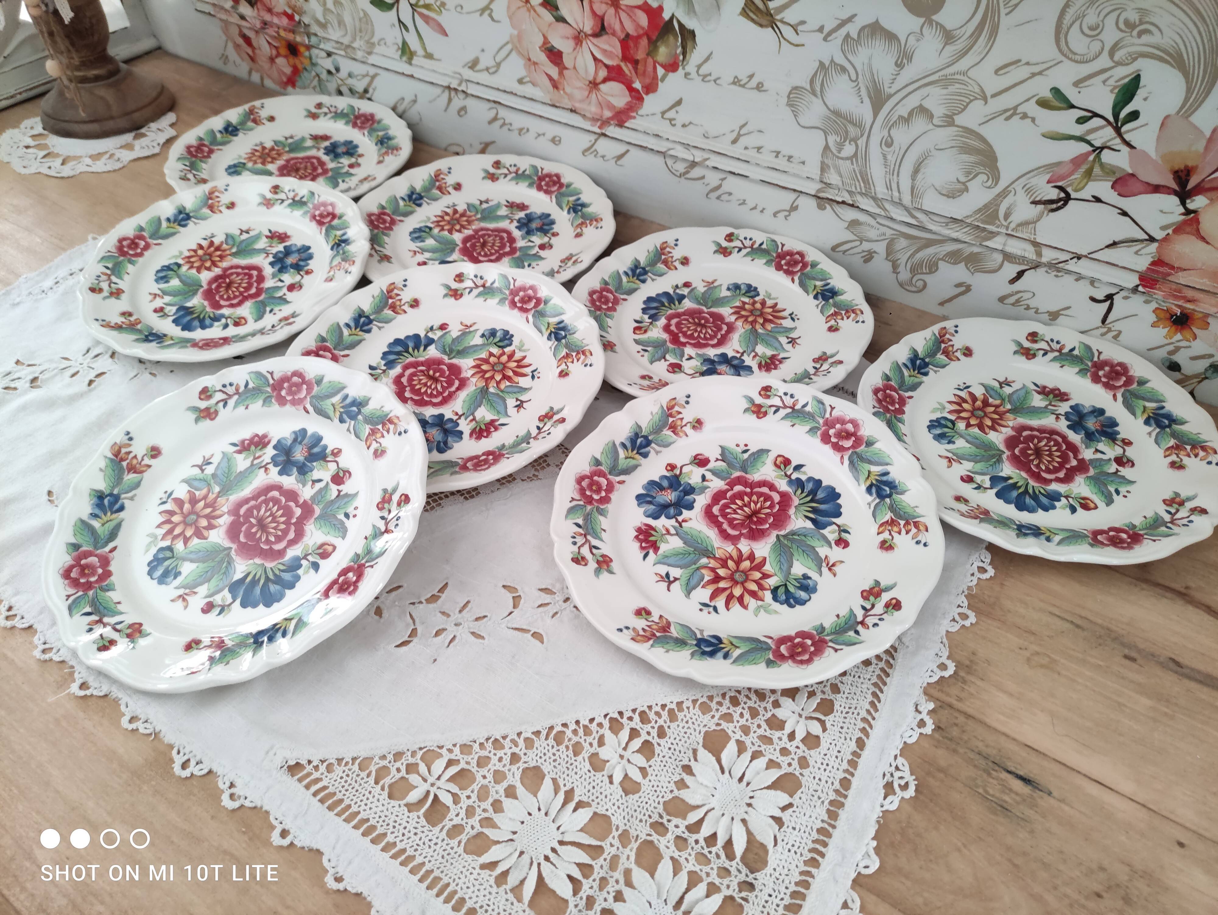 Set of 8 dessert plates Sarreguemines Vence model