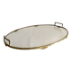 Oval serving tray in glass and brass, late 19th - early 20th century