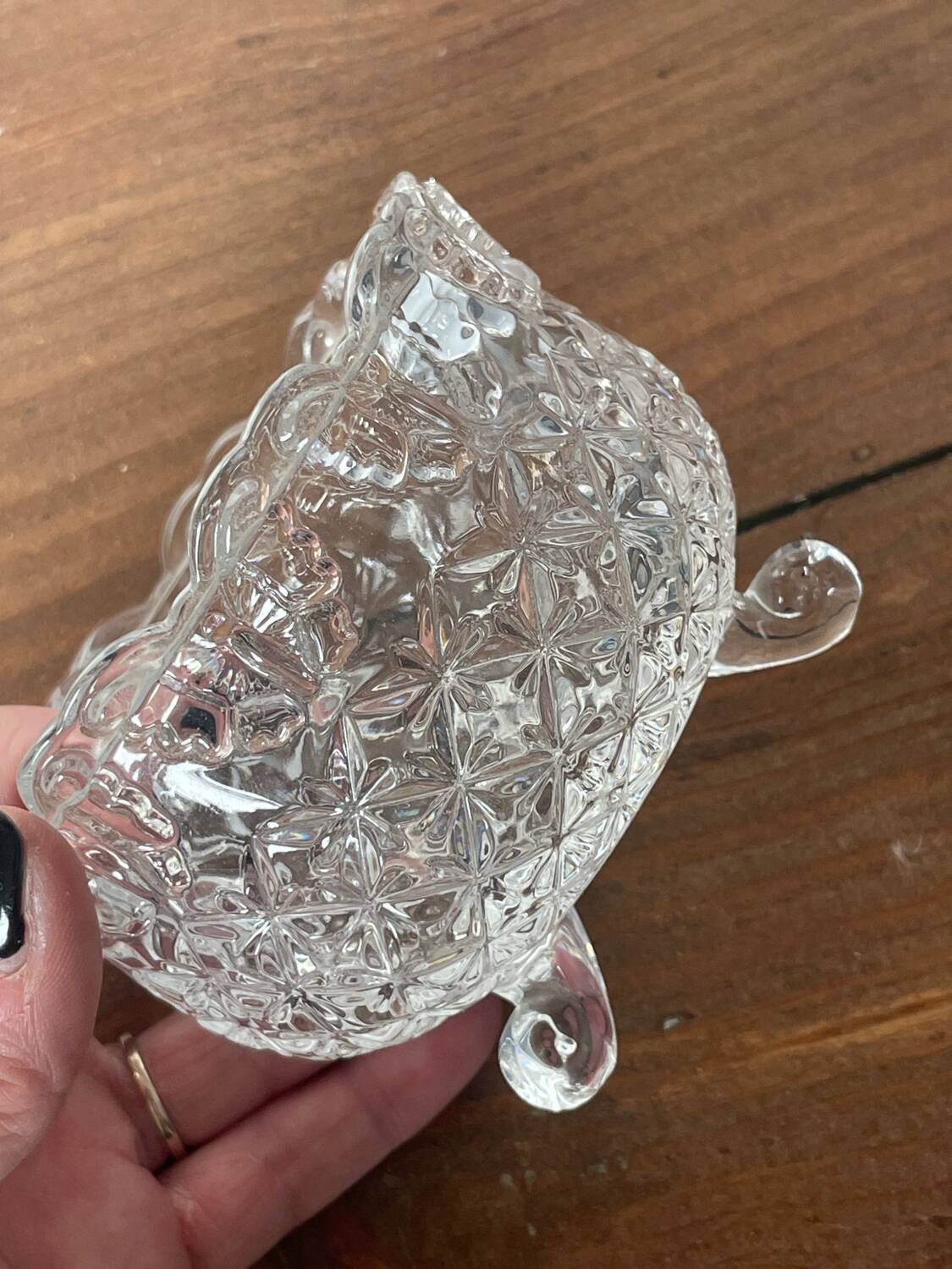 Crystal sugar bowl with butterfly motif