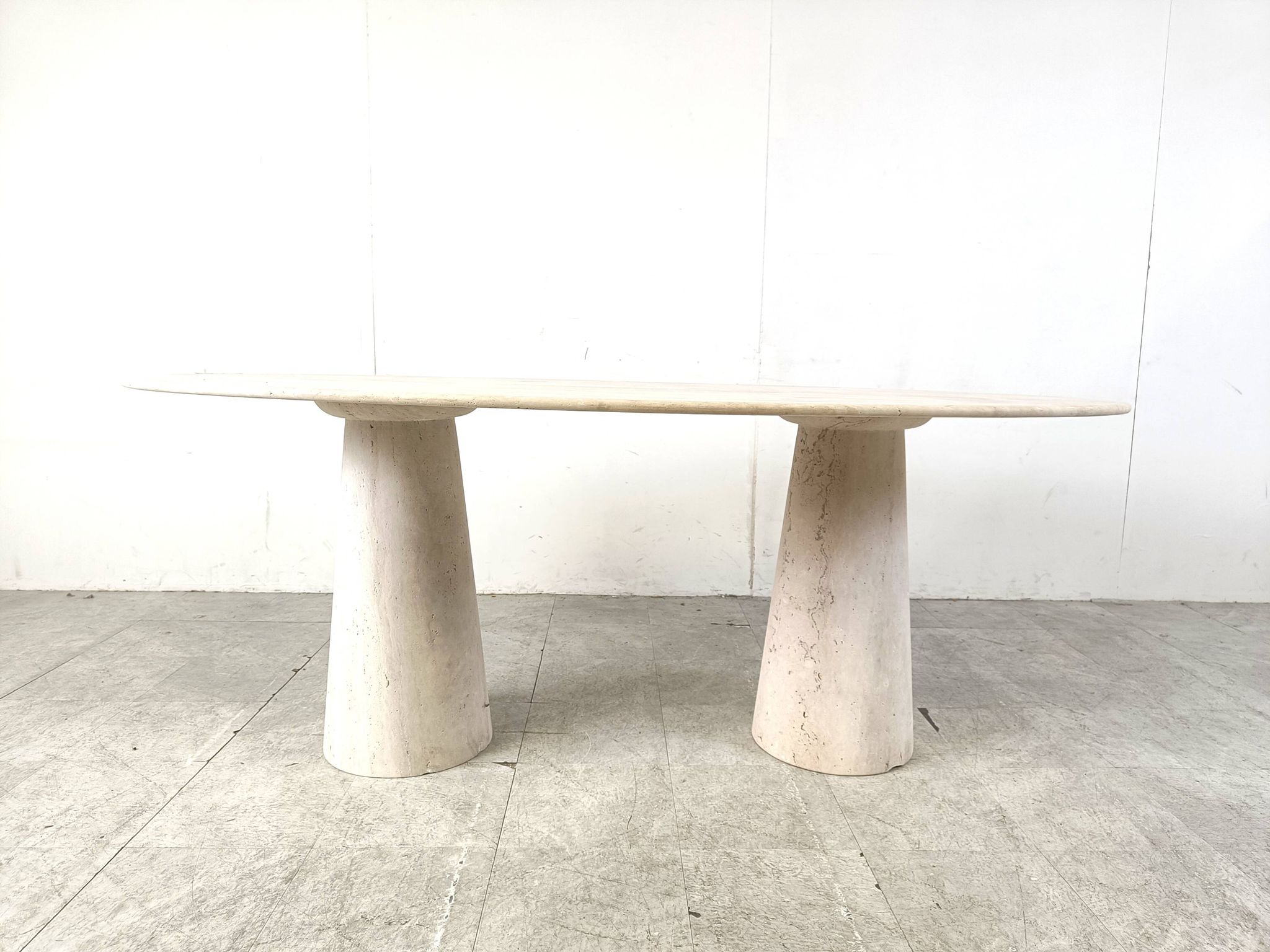 Vintage oval travertine dining table, 1970s