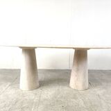 Vintage oval travertine dining table, 1970s