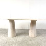 Vintage oval travertine dining table, 1970s