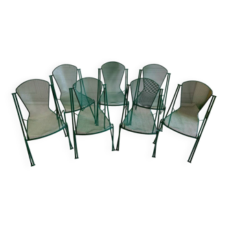 Chaises métal vintage Abanica par Oscar Tusquets Blanca