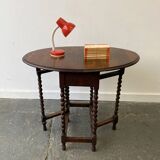 Edwardian extending oak drop leaf ‘barley twist’ side table