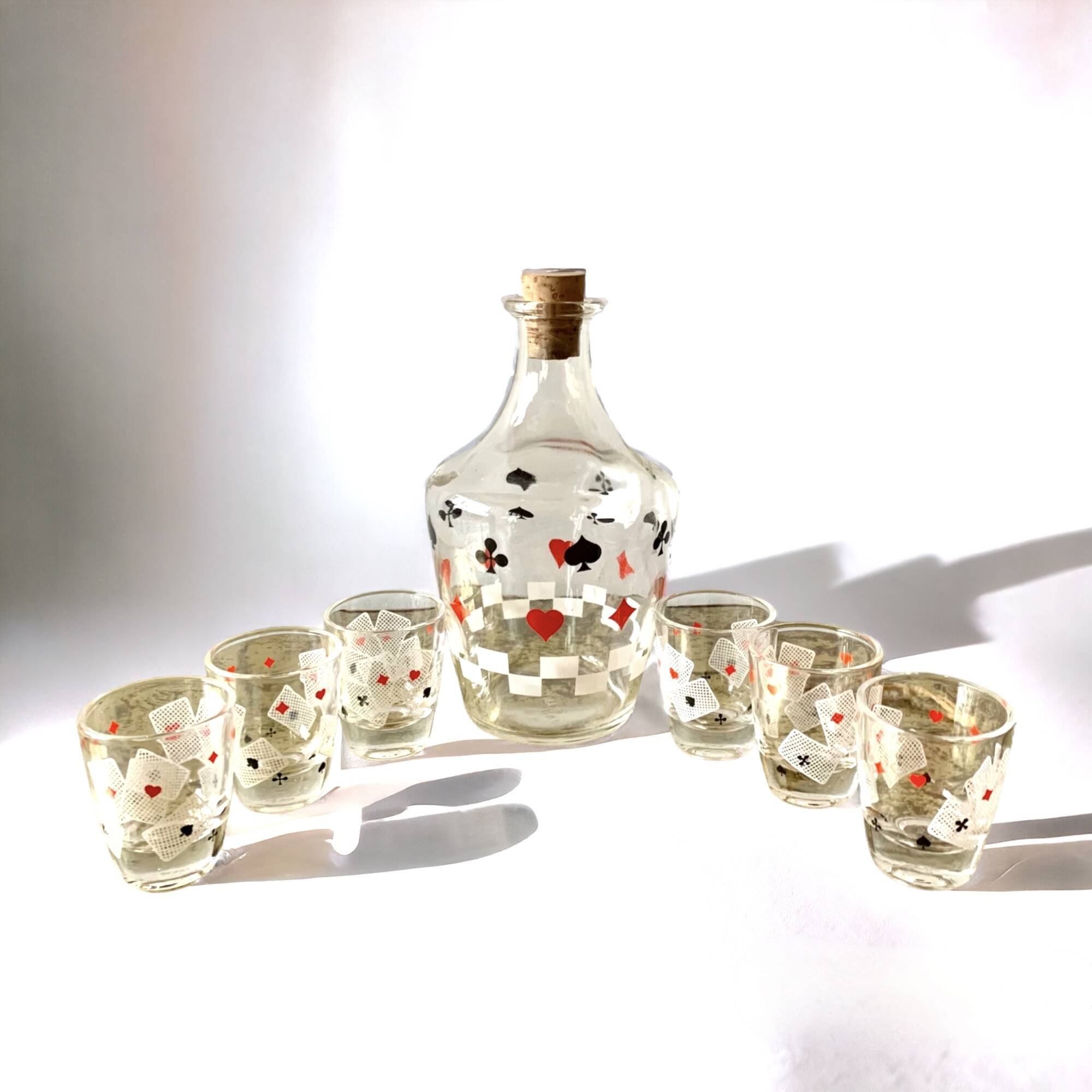 Vintage playing card liqueur set