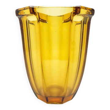 Art déco vase, purple glass, designed by R. Schrotter, Inwald Glassworks, Czechoslovakia, 1930s