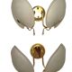 Pair of double wall sconces, gold leaf, shell, Hollywood Regency