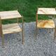 Pair of neoclassical side tables in bronze, brass, marble, and o.