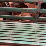 Indian bench in green lacquered teak
