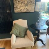Antique armchair restored in white bouclette fabric