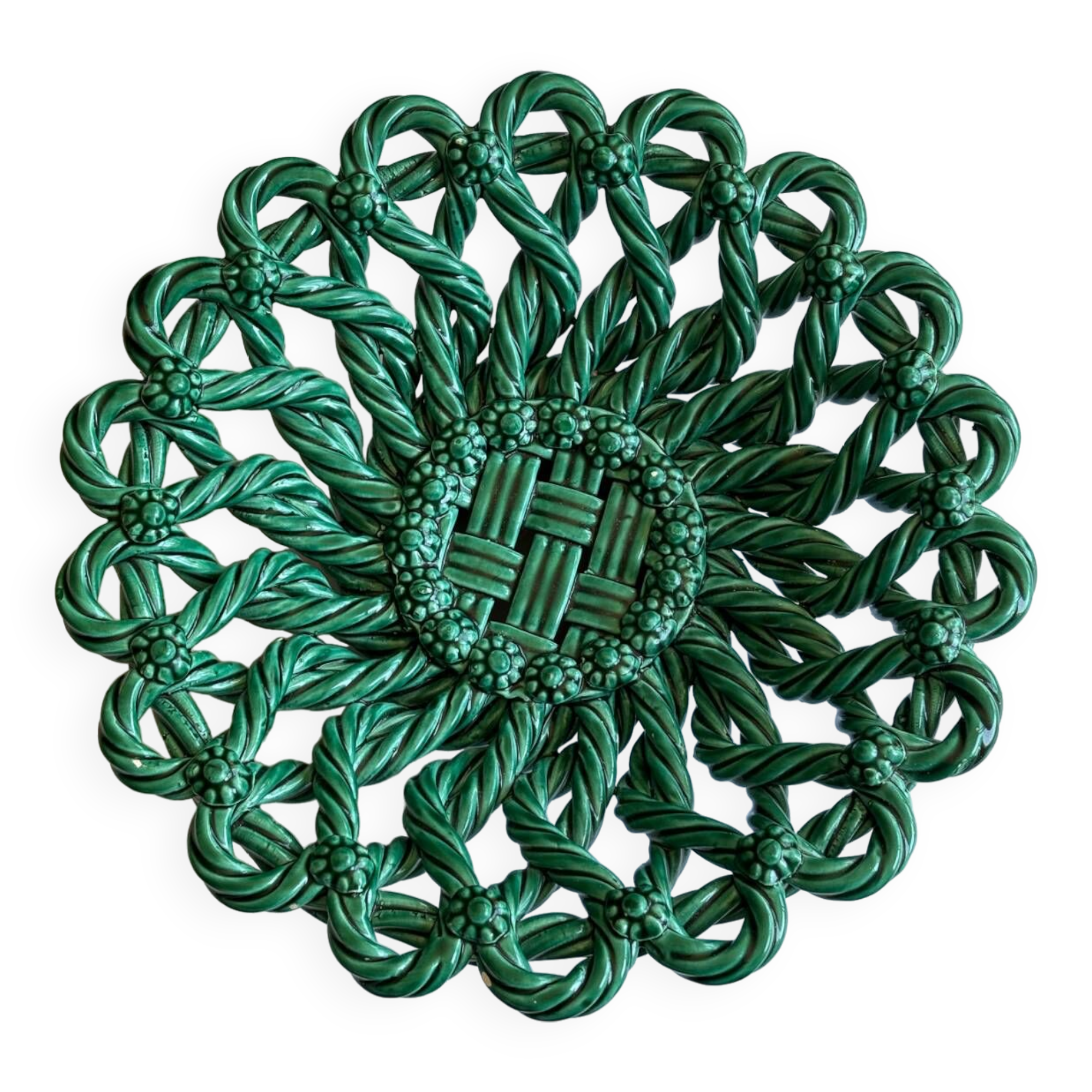 Vallauris woven ceramic fruit bowl basket