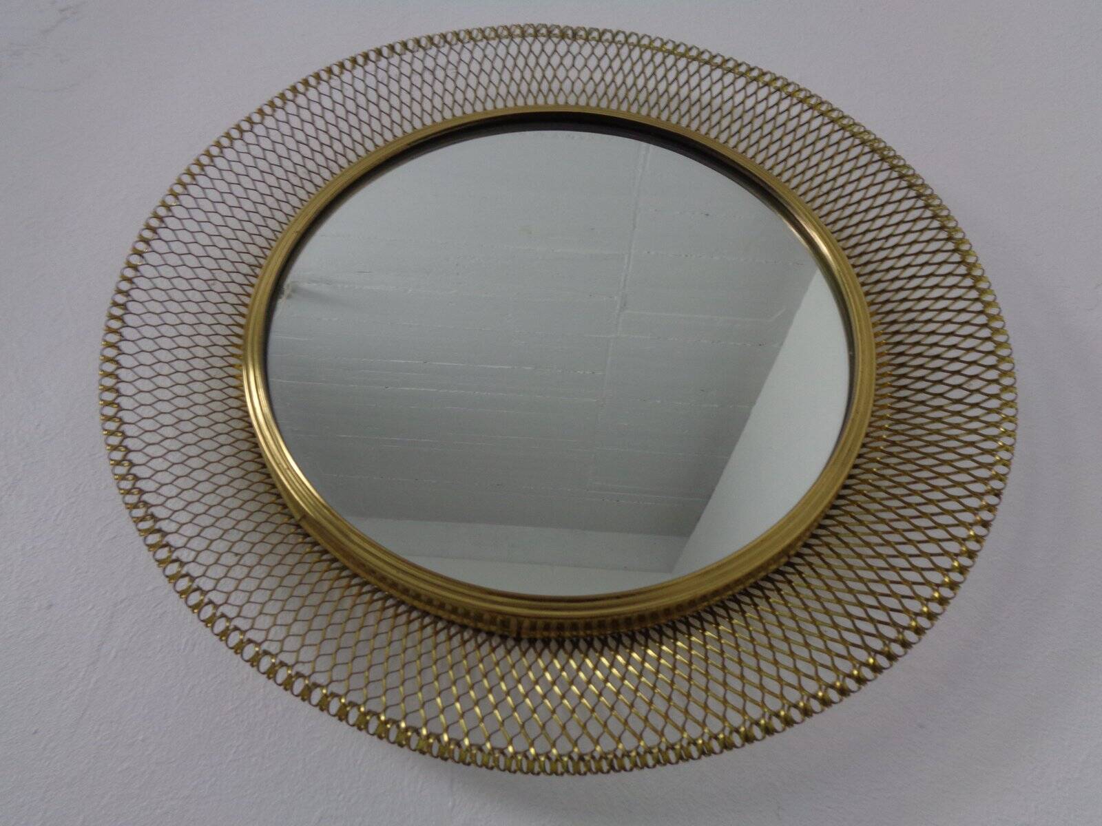Vintage French Brass Mirror, 1960s