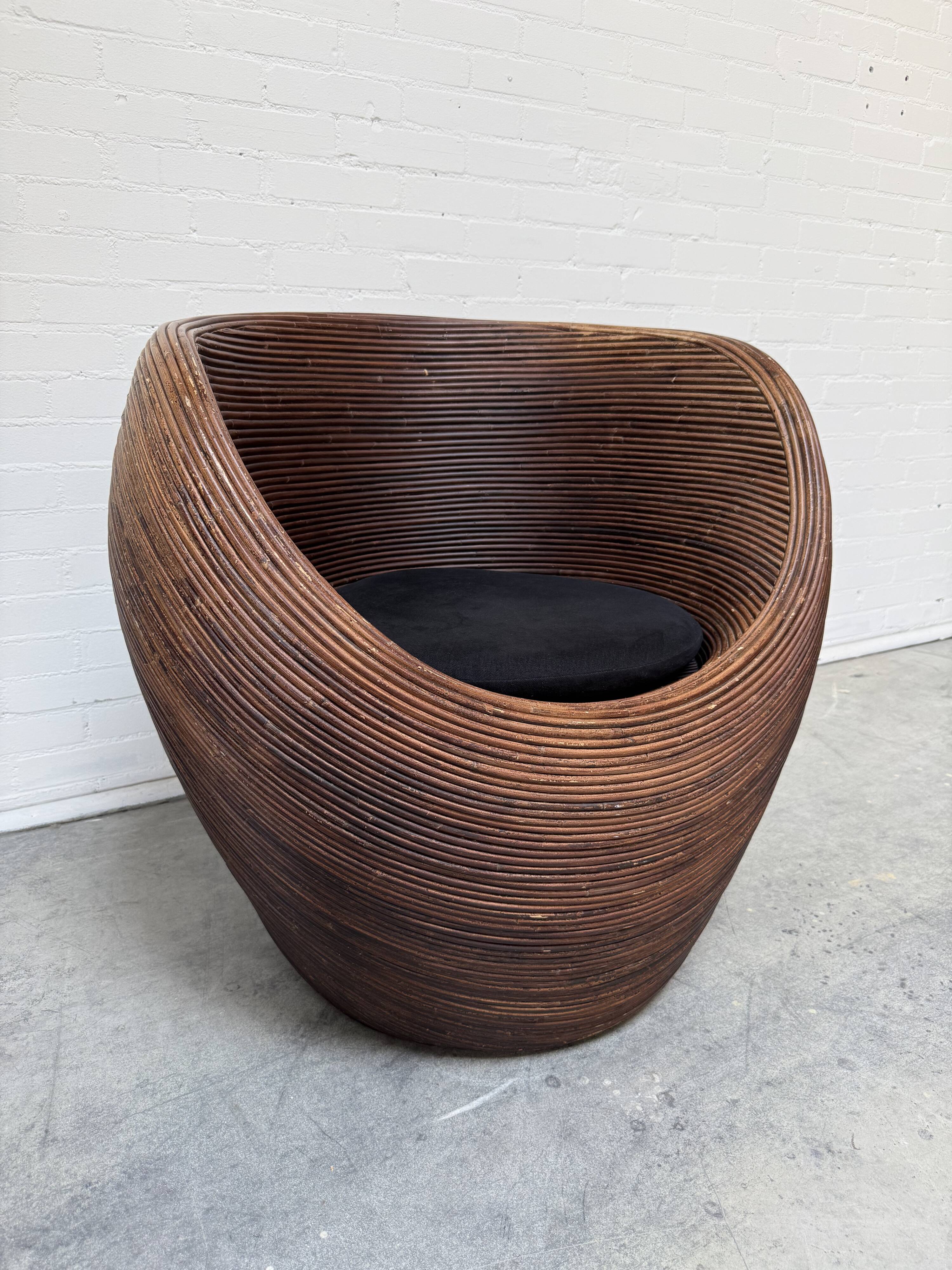Organic Rattan Lounge Chair Attributed to Gabriella Crespi