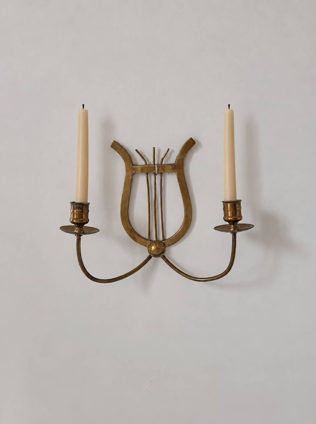 Pair of vintage brass candle sconces, France, 1940.