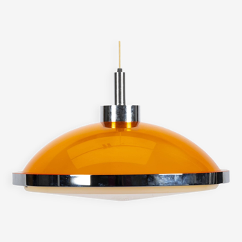 Lampe à suspension ovni orange de l'ère spatiale