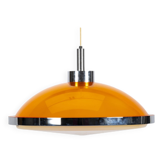 Lampe à suspension ovni orange de l'ère spatiale