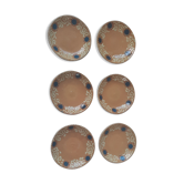 6 plates with dessert folk art terracotta