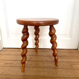 Vintage tripod stool with turned feet