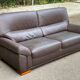 Scandinavian 3-seater brown leather sofa 200cm