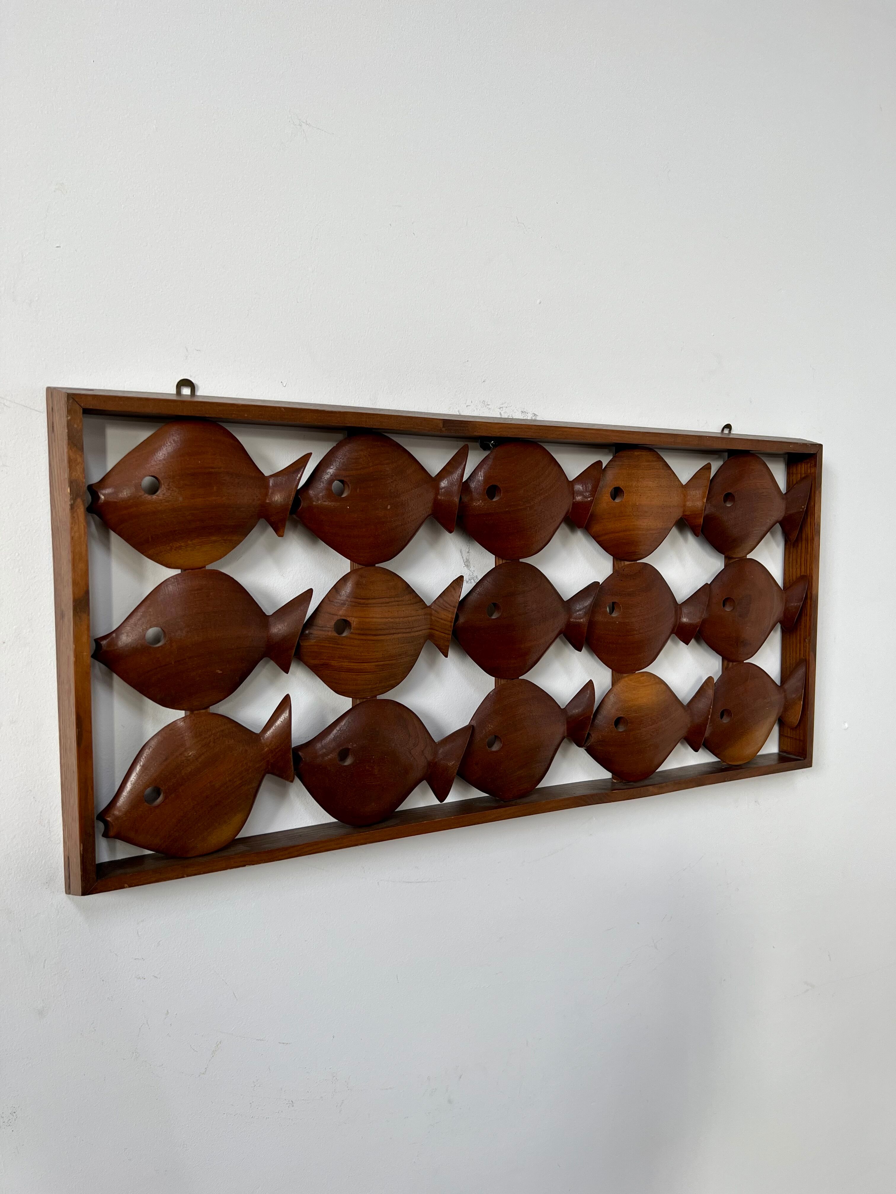 Old teak frame "fish" Scandinavian design of the 60s vintage decoration