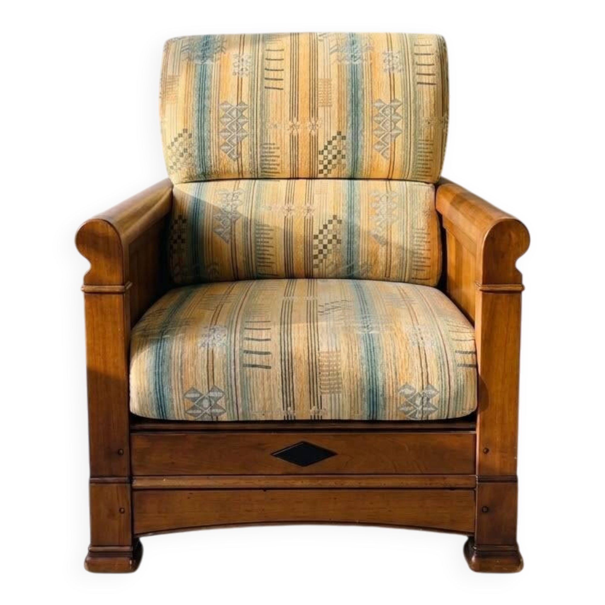 Solid wood and fabric armchair Jacques Leleu collection