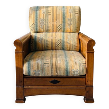 Solid wood and fabric armchair Jacques Leleu collection