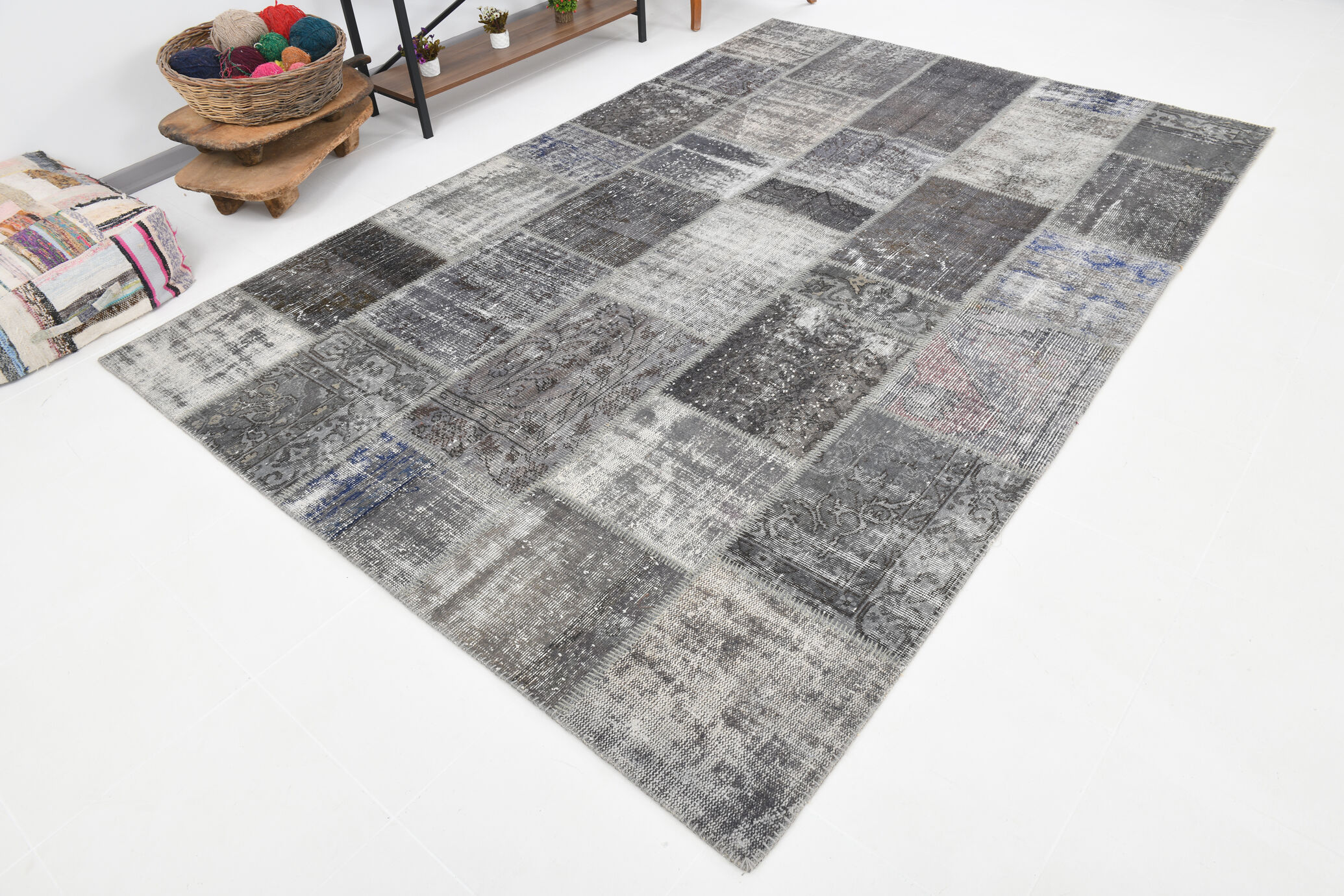 Turkish vintage oushak patchwork rug