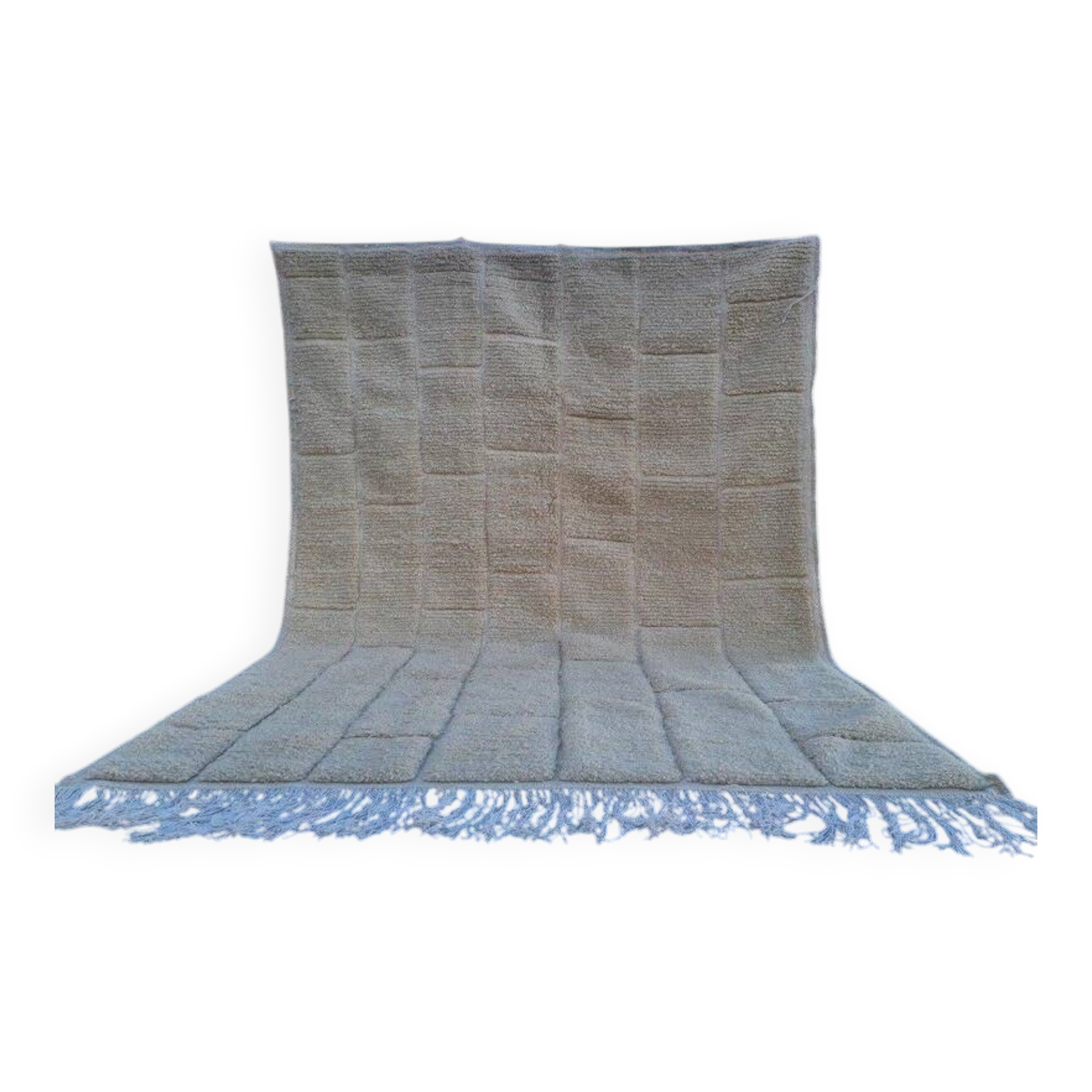 Large white Moroccan handwoven traditional carpet size 2/3m